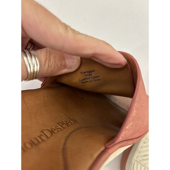 L’AmourDesPieds Viareggio Claret Athena Leather Slide Sandals Sparkly Pink Sz6.5 - Picture 8 of 9